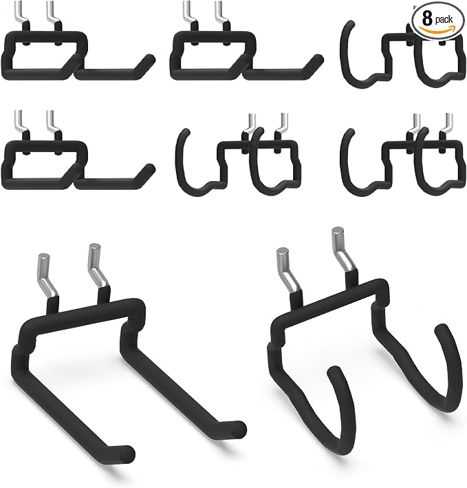8-Pack Heavy Duty Pegboard Drill Holder & Utility Hooks Set | Fit 1/4 Inch by Unknown