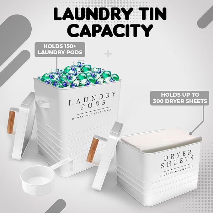 KOANEssentials Farmhouse Metal Laundry Pods Container - Image 2