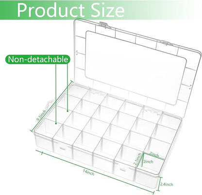 Gbivbe Large 24 Grids Plastic Organizer Box Adjustable Dividers, Art DIY Crafts - Image 3