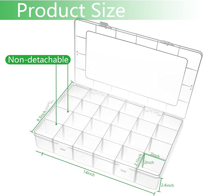 Gbivbe Large 24 Grids Plastic Organizer Box Adjustable Dividers, Art DIY Crafts - Image 3