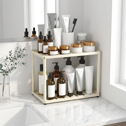 2 Tier Bathroom Counter Organizer, Rectangular Vanity Organizer Shelf, Skincare - Image 2