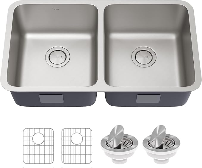 KRAUS Dex 33-inch Undermount 16 Gauge Stainless Steel Double Bowl Kitchen Sink by KRAUS