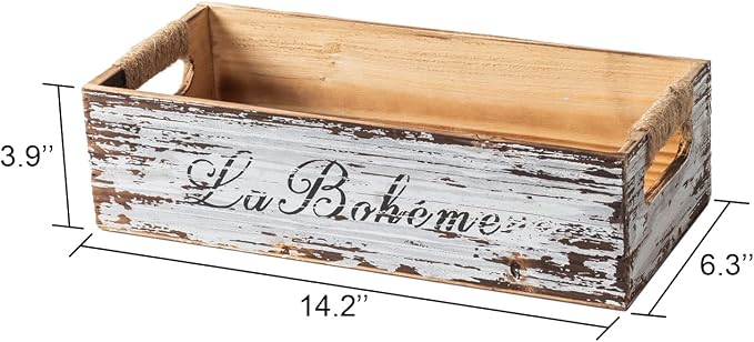 TIMRIS Farmhouse Distressed Wooden Storage Box, Rustic Bathroom Decor Box - Image 7