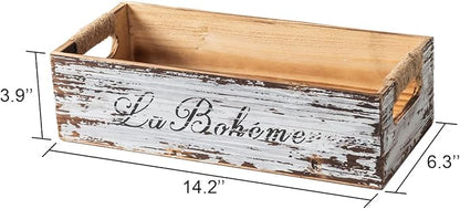TIMRIS Farmhouse Distressed Wooden Storage Box, Rustic Bathroom Decor Box - Image 7