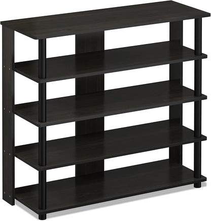 Furinno Turn-N-Tube 5 Tier Wide Shoe Rack, Espresso/Black 32 Inch - Image 5