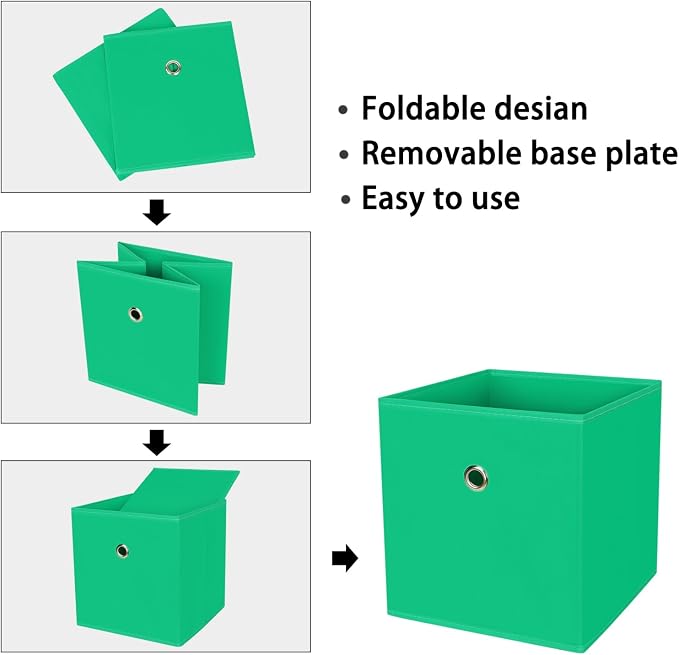 Foldable Storage Cubes Bins, 11 Inch Cloth Storage Cube Fabric Storage Box - Image 6