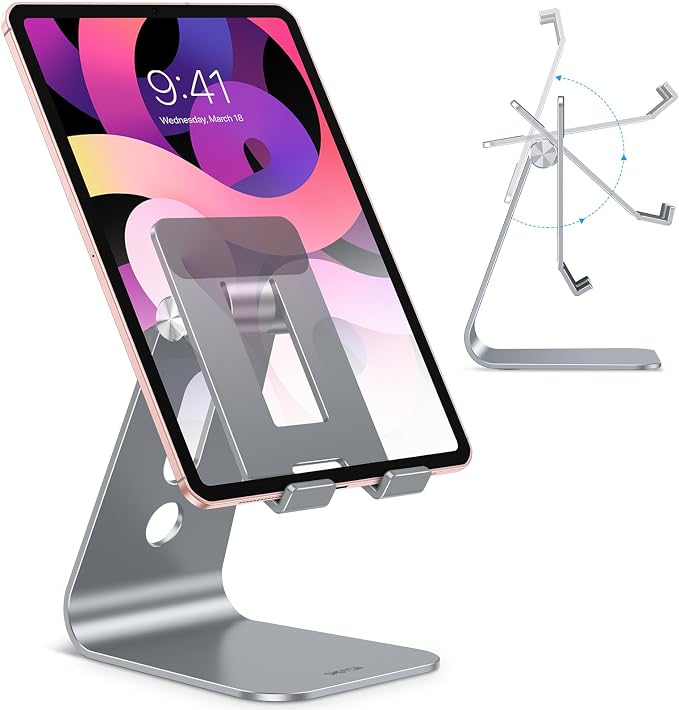 OMOTON Adjustable Tablet Stand for Desk, Upgraded Longer Arms for Greater by OMOTON