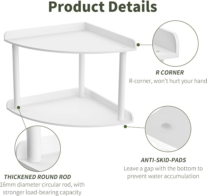 2 Tier Acrylic Corner Shelf Organizer Storage 9.5x9.5x8 Inch, Study Room - Image 4