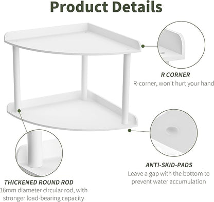2 Tier Acrylic Corner Shelf Organizer Storage 9.5x9.5x8 Inch, Study Room - Image 4