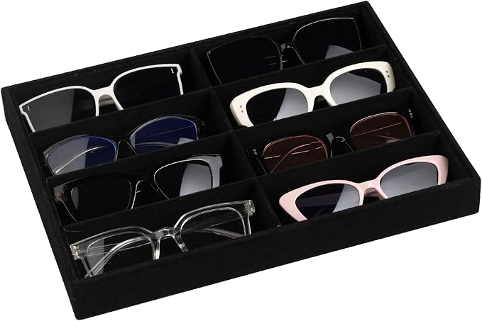 Frebeauty Sunglass Organizer, Velvet Glasses Organizer, 8-Slot Sunglasses Tray by Frebeauty