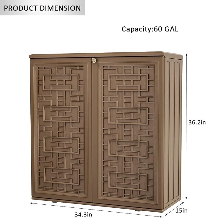 Outdoor Storage Cabinet Waterproof, Resin 62 Gallon Storage Box - Image 3