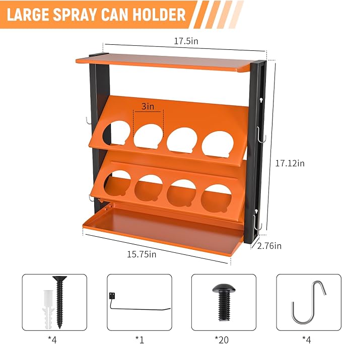 Spray Bottle Holder Wall-Mounted, Aerosol Spray Can Holder, Heavy Duty Paint - Image 3