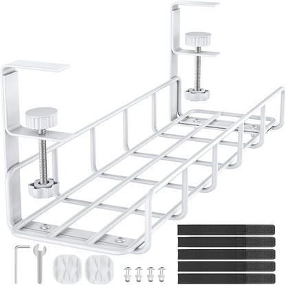 15.7” Under Desk Cable Management Tray, No Drill Heavy Duty Steel Standing Desk by REFLYING