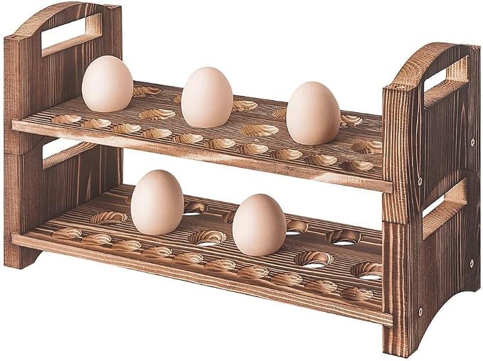 Wooden Egg Holder 2 Layer Rack Holders Countertop Stackable Quail Egg Sorter by PrimRend