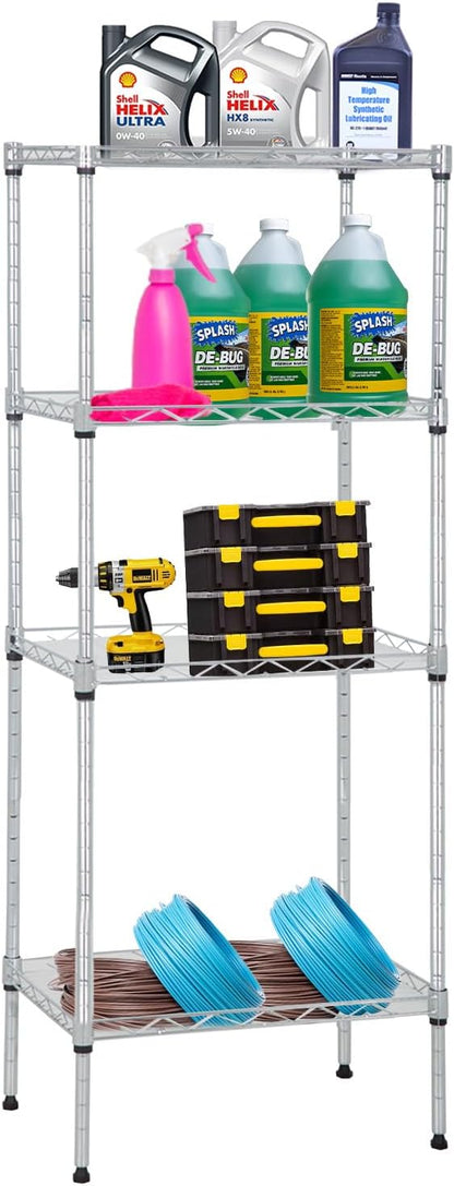 PayLessHere | 4-Tier Wire Shelf | 18"x12"x44" | Chrome | Adjustable Racks | by BestOffice