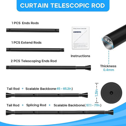 AIZESI Spring Tension Rods Adjustable Tension Curtain Rod Small Tension Rod No - Image 2