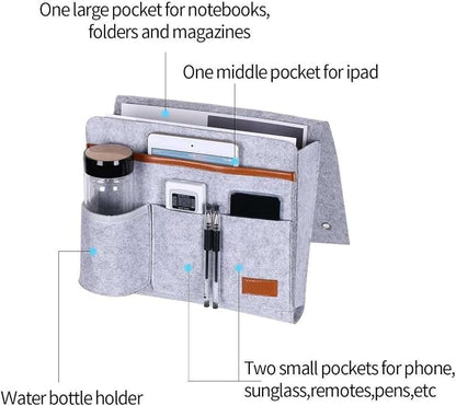 Bringsine Bedside Caddy, Felt Bed Storage Organizer Hanging Bag Holder - Image 2
