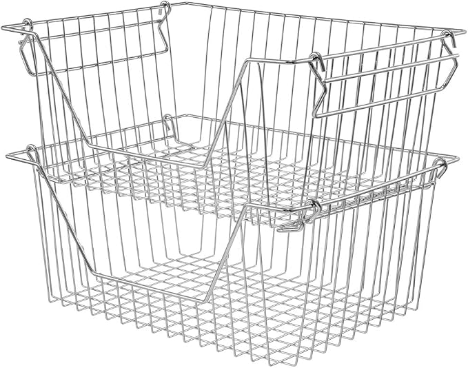 Stackable Wire Metal Baskets Fruit Vegetable Organization Pantry Cabinet Metal by blitzlabs