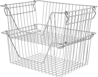 Stackable Wire Metal Baskets Fruit Vegetable Organization Pantry Cabinet Metal by blitzlabs