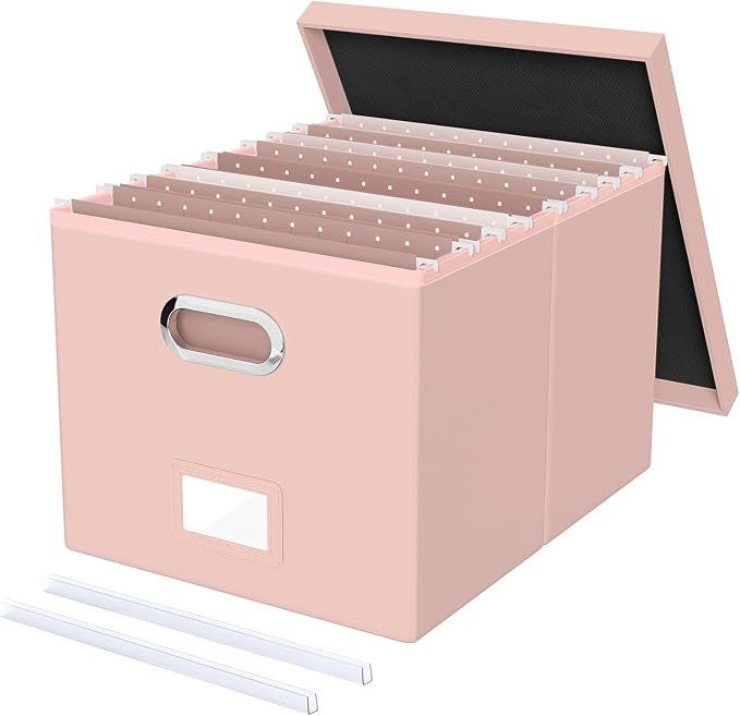 File Organizer Box with Lid, Portable Hanging File Box by Oterri
