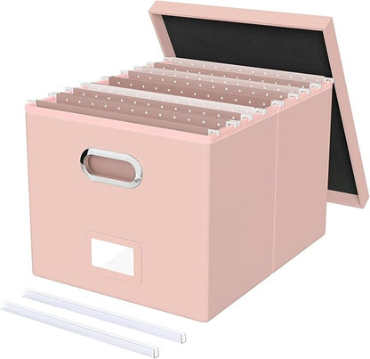 File Organizer Box with Lid, Portable Hanging File Box by Oterri