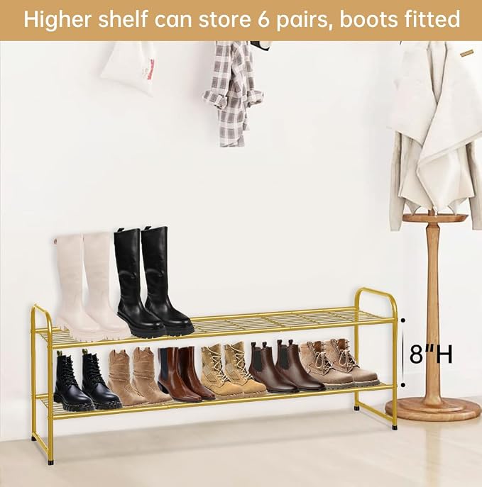 KEETDY 2-Tier Long Shoe Rack for Closet Metal Shoe Organizer for Entryway - Image 5