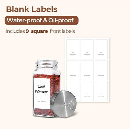 ComSaf Glass Spice Jars with Shaker Lids 4 oz 6 Pack Square | Labels, Seasoning - Image 5