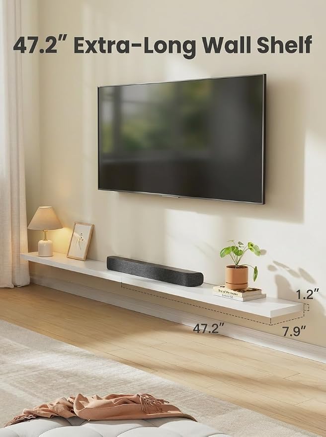 AMADA HOMEFURNISHING 47.2" L Floating Shelves, Wall Shelves Set of 3 - Image 4