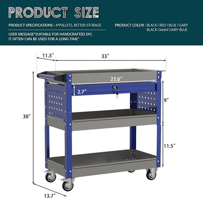 3 Tier Rolling Tool Cart on Wheels - Image 2