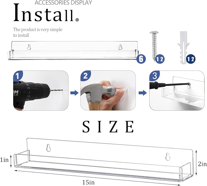 6Pcs/Set Acrylic Nail Polish Rack Wall Mounted, Lipstick Essential Oil Bottle - Image 3