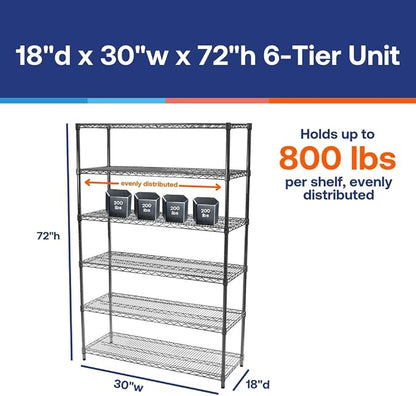Shelving Inc. 18" d x 30" w x 72" h Chrome Wire Shelving - Image 6