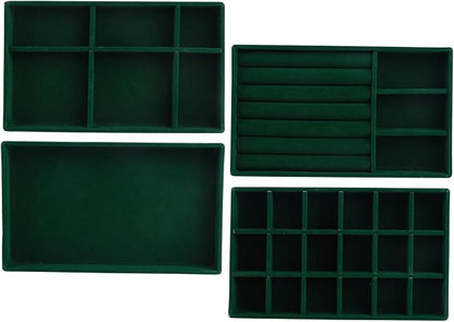 Framendino, 4 Pack Green Velvet Jewelry Trays Stackable Organizer Drawer by Framendino
