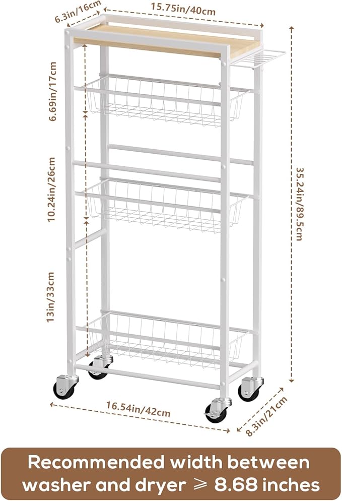 4 Tier Slim Rolling Storage Cart - Image 3