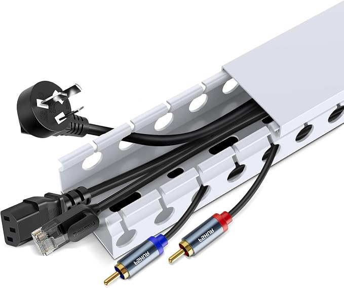 Updated White Cable Raceway Kit, 77 inch Open Slot Wire Covers - Image 2