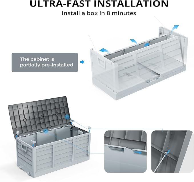 Foldable 75 Gallon Outdoor Storage Box, Plastic Storage Containers - Image 2