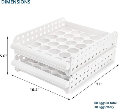 DEAYOU 60 Egg Drawer for Refrigerator, 2-Layer Stackable Egg Holder Storage - Image 2