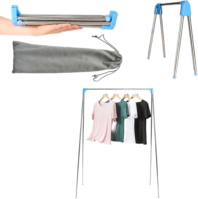 Lmaray Portable Travel Garment Rack, Stainless Steel Foldable Mini Drying by Lmaray