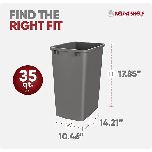 Rev-A-Shelf 2-Pack 35 Quart Polymer Replacement Trash Bin, Recycle Waste - Image 3