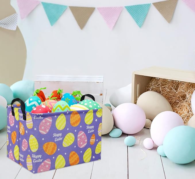 Rectangular Easter Basket Purple Easter Egg Gift Basket Baby Storage Basket - Image 5