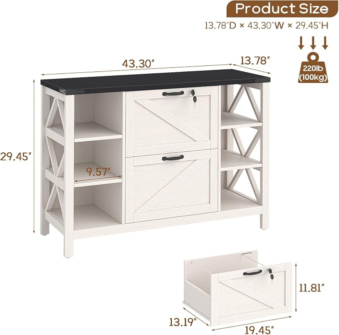Halitaa 44" Farmhouse Lateral File Cabinet - Image 2