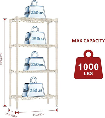 IZEUK 4 Tier Steel Storage Shelves, Heavy Duty Metal Shelf Wire Shelving Rack - Image 3