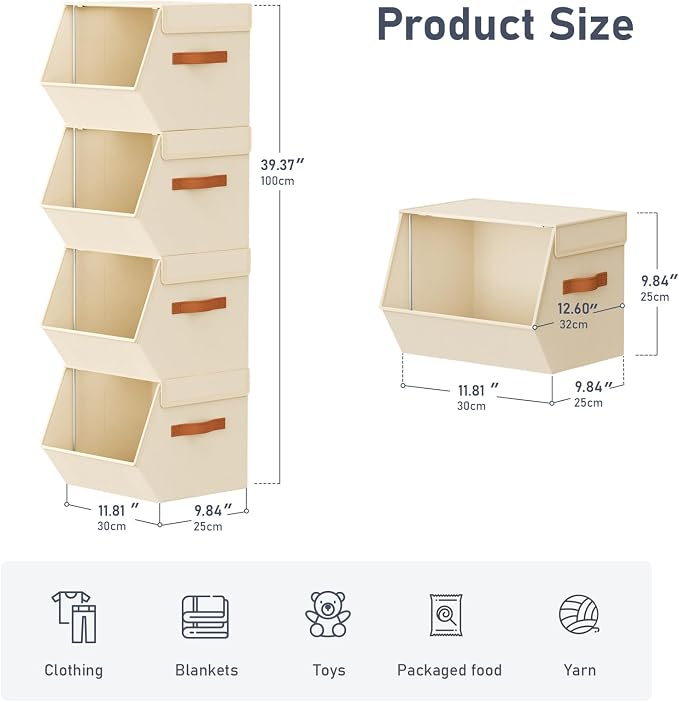 Stackable Closet Organizers and Storage Bins, Open Front Closet Shelf Organizer - Image 6