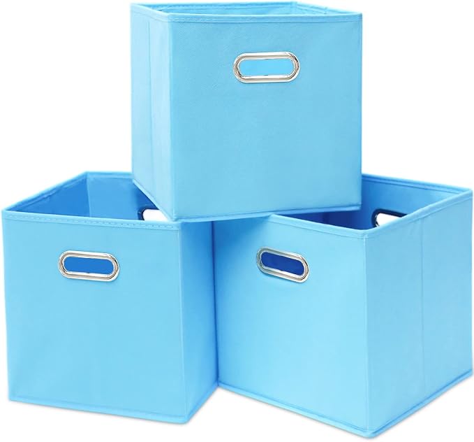 Black Fabric Cubby Storage Bins, Cube Organizer Bin Foldable Storage Boxes by Yunkeeper