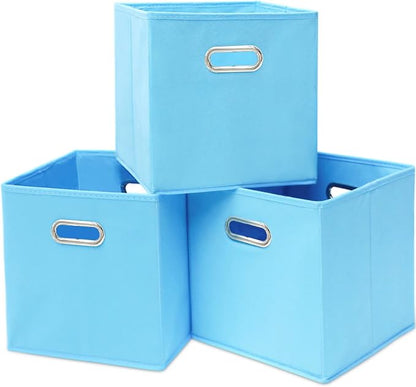 Black Fabric Cubby Storage Bins, Cube Organizer Bin Foldable Storage Boxes by Yunkeeper