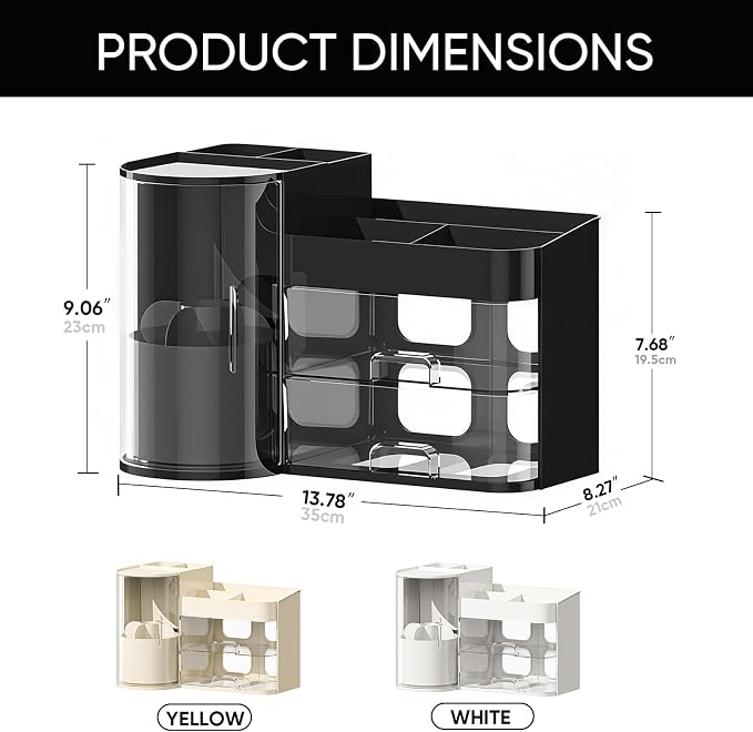 Makeup Organizer, Rotating Cosmetic Storage Organizer - Image 3