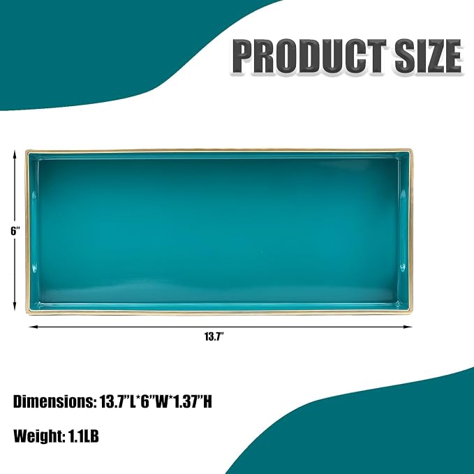 Green Bathroom Vanity Tray for Countertop, Small Plastic Toilet Tank Versatile - Image 2