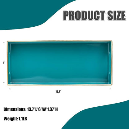 Green Bathroom Vanity Tray for Countertop, Small Plastic Toilet Tank Versatile - Image 2