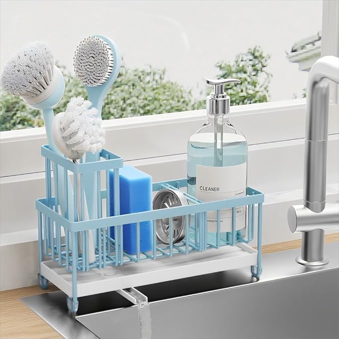 Cisily Blue Sponge Holder for Kitchen Sink, Sink Caddy Organizer by CISILYHOMELIFE