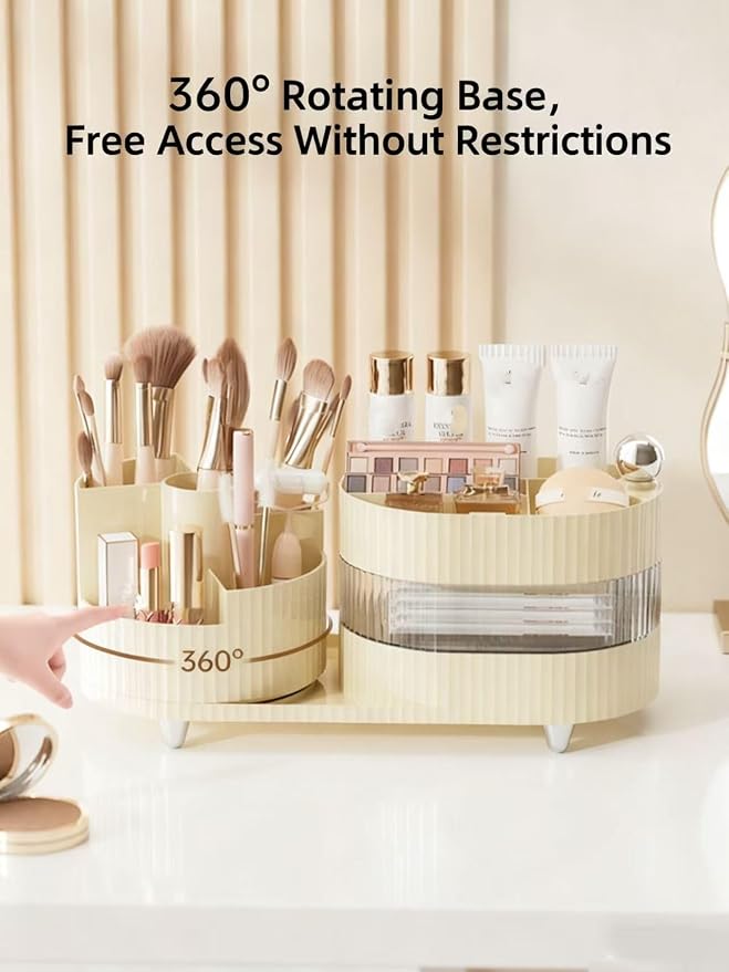 360° Rotating Cosmetic Organizer, 3-Layer Display Cabinet - Image 2