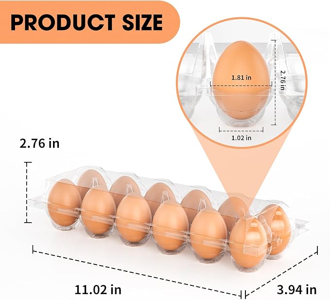 Egg Cartons Cheap Bulk 100 Pack, 1 Dozen Plastic Egg Carton - Image 2